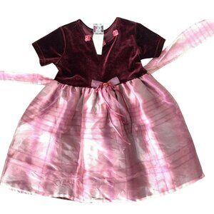 Brooke Lindsay Blush Maroon Velvet Party Dress Holiday Lined Short Sleeve Sz 4T